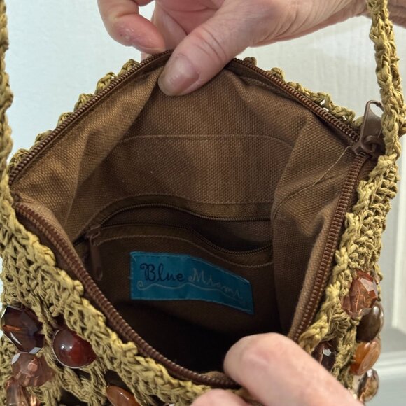 Blue Miami Crochet Crossbody Purse EUC - Picture 4 of 7